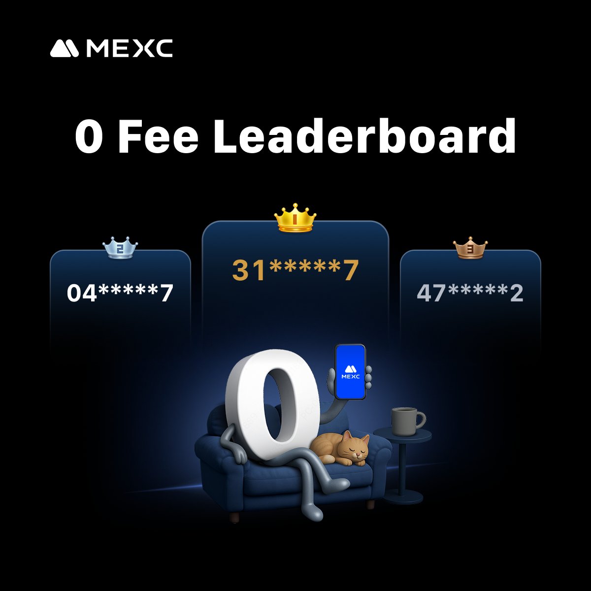 0 Fee Leaderboard top three winners